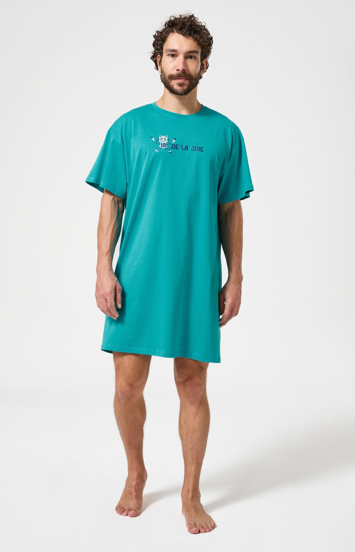 Chemise de nuit Homme IA de la joie Manches courtes Imprimé robots 1