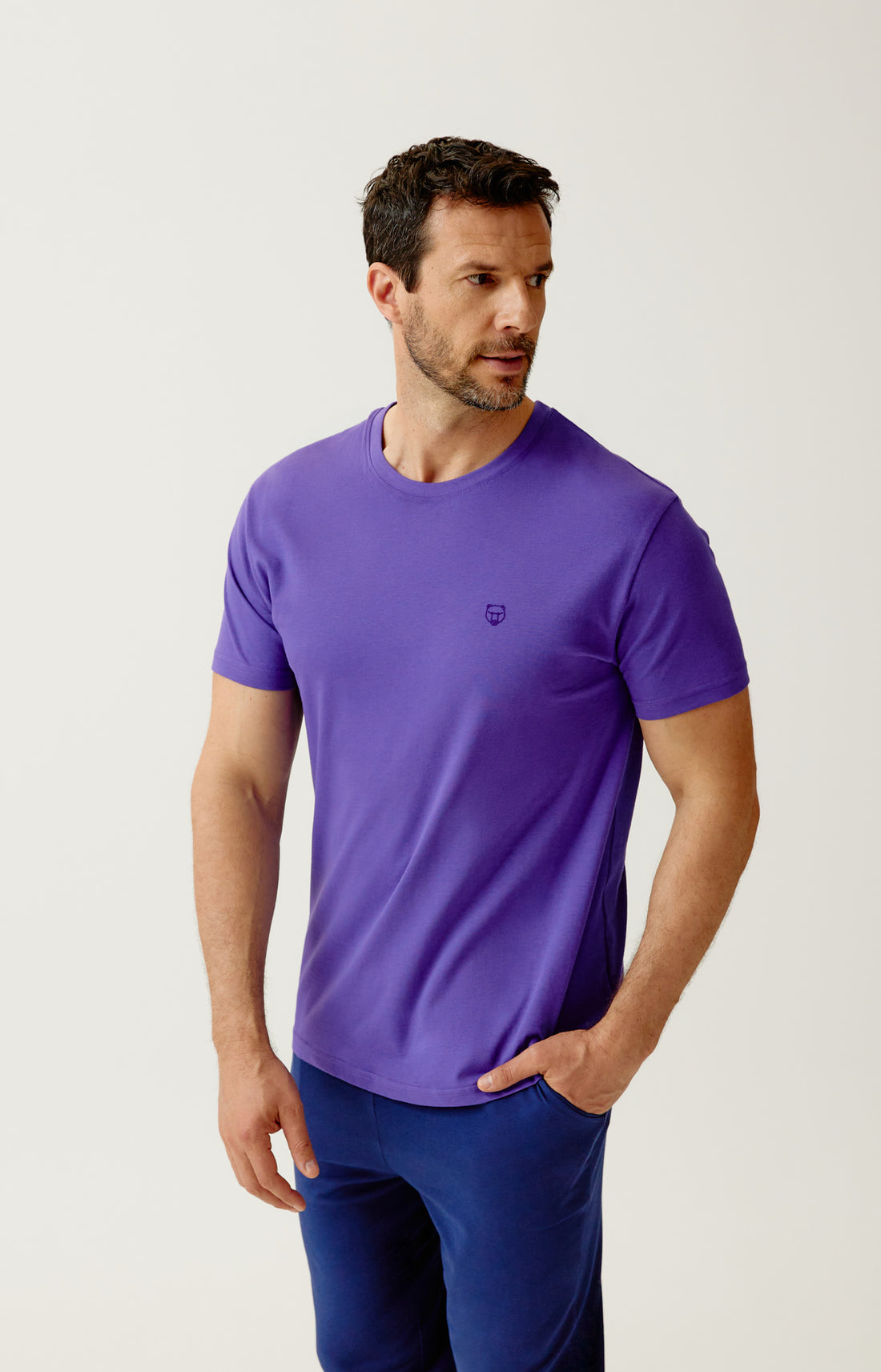 Tee-shirt en jersey de coton léger Homme Violet violet 1