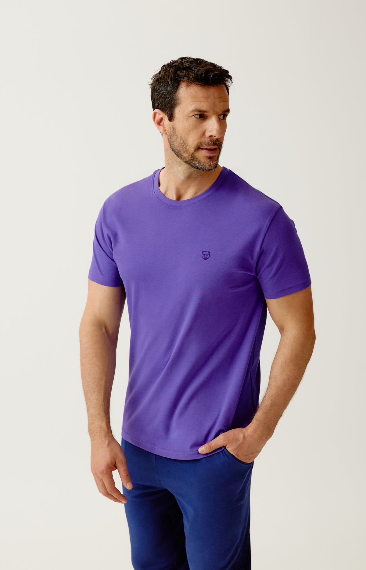 Tee-shirt en jersey de coton léger Homme Violet violet 1