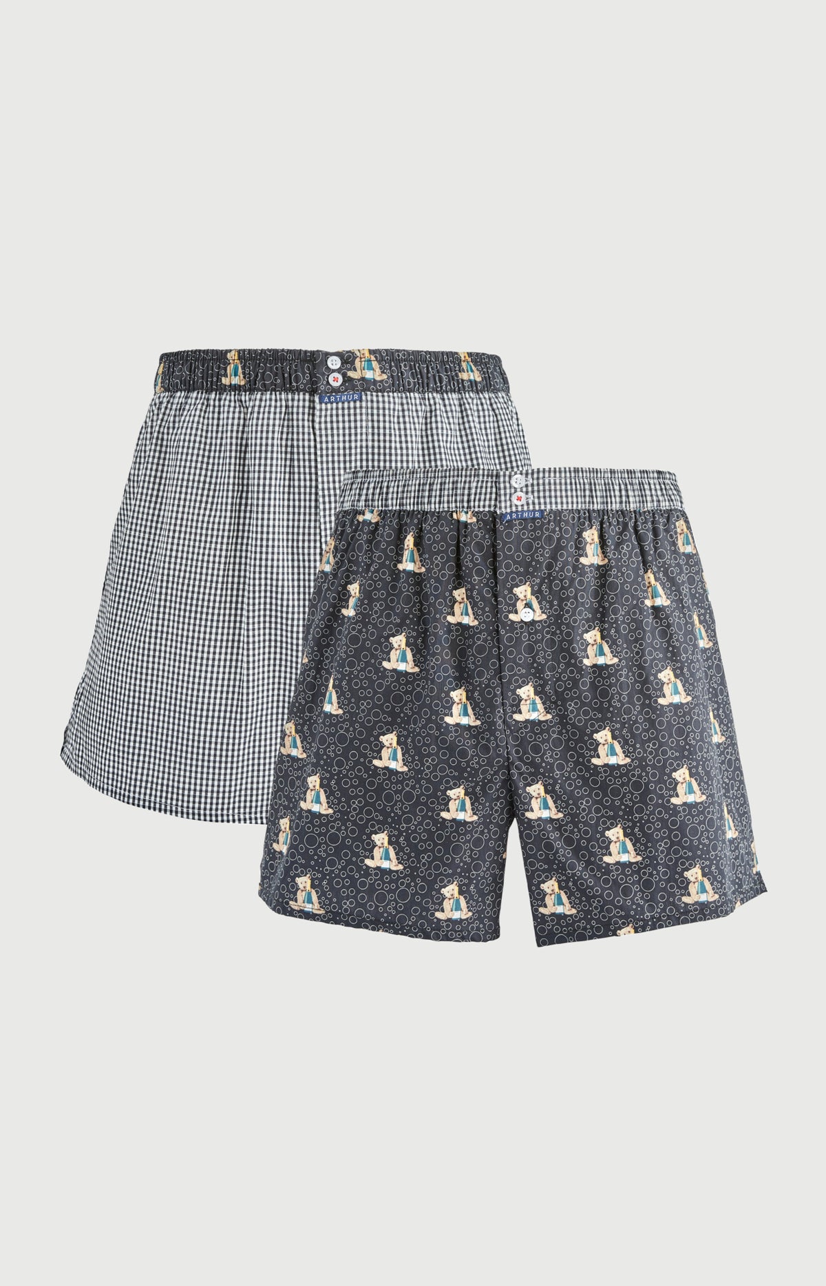 Pack deux caleçons avec slip intégré homme noir vichy et teddy nouvel an 3