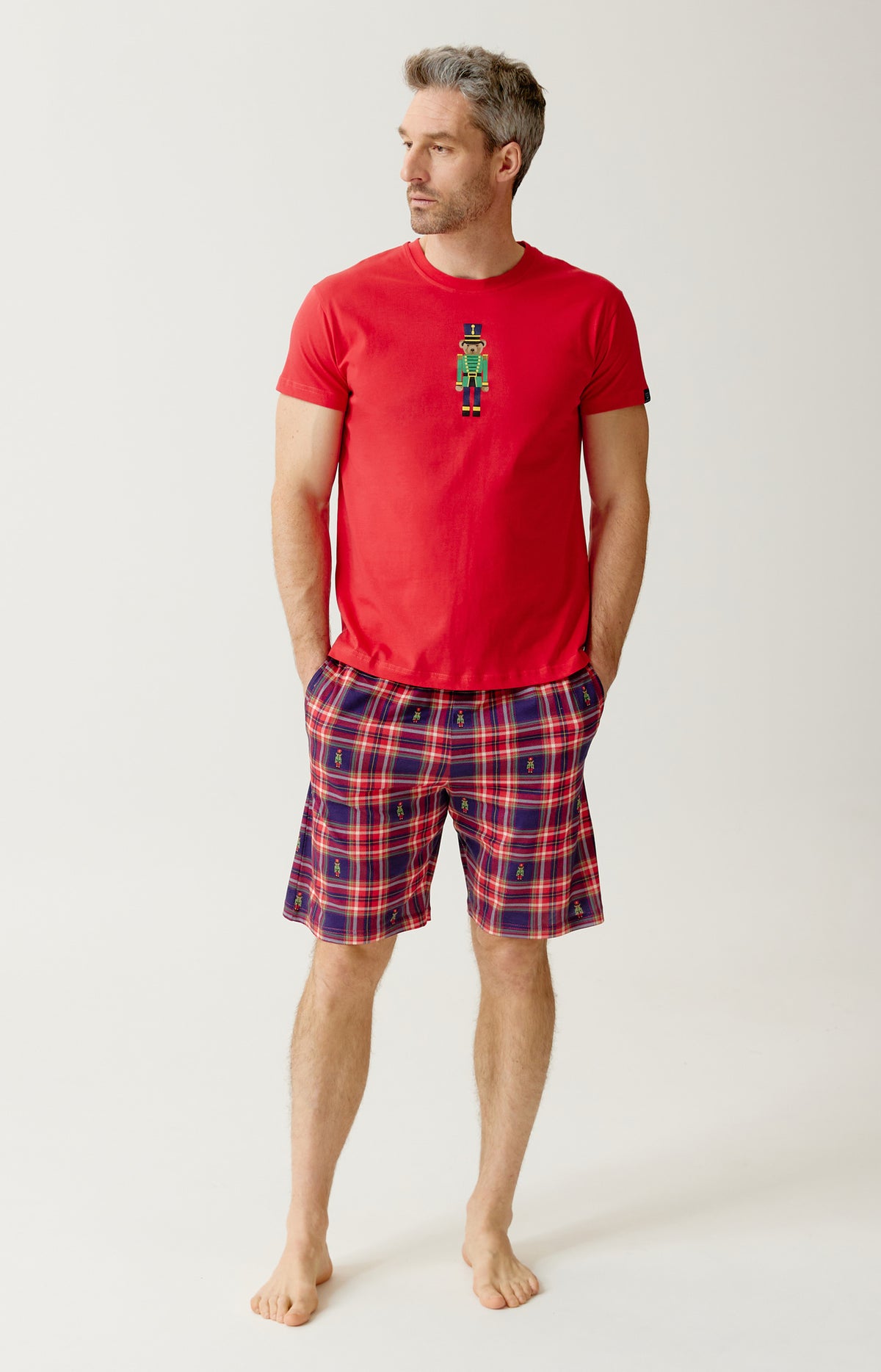 Pyjashort en jersey de coton léger Homme Léon rouge 1