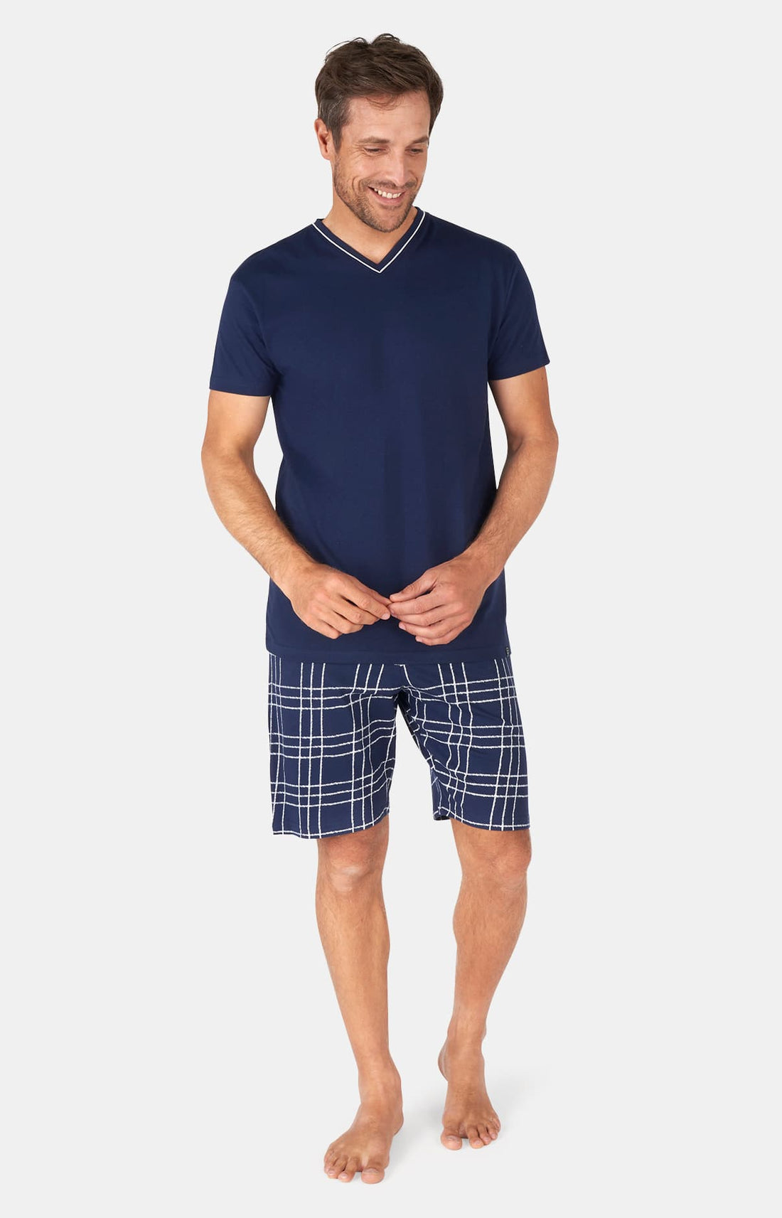 Pyjashort en jersey de coton léger Homme Lewis marine 1
