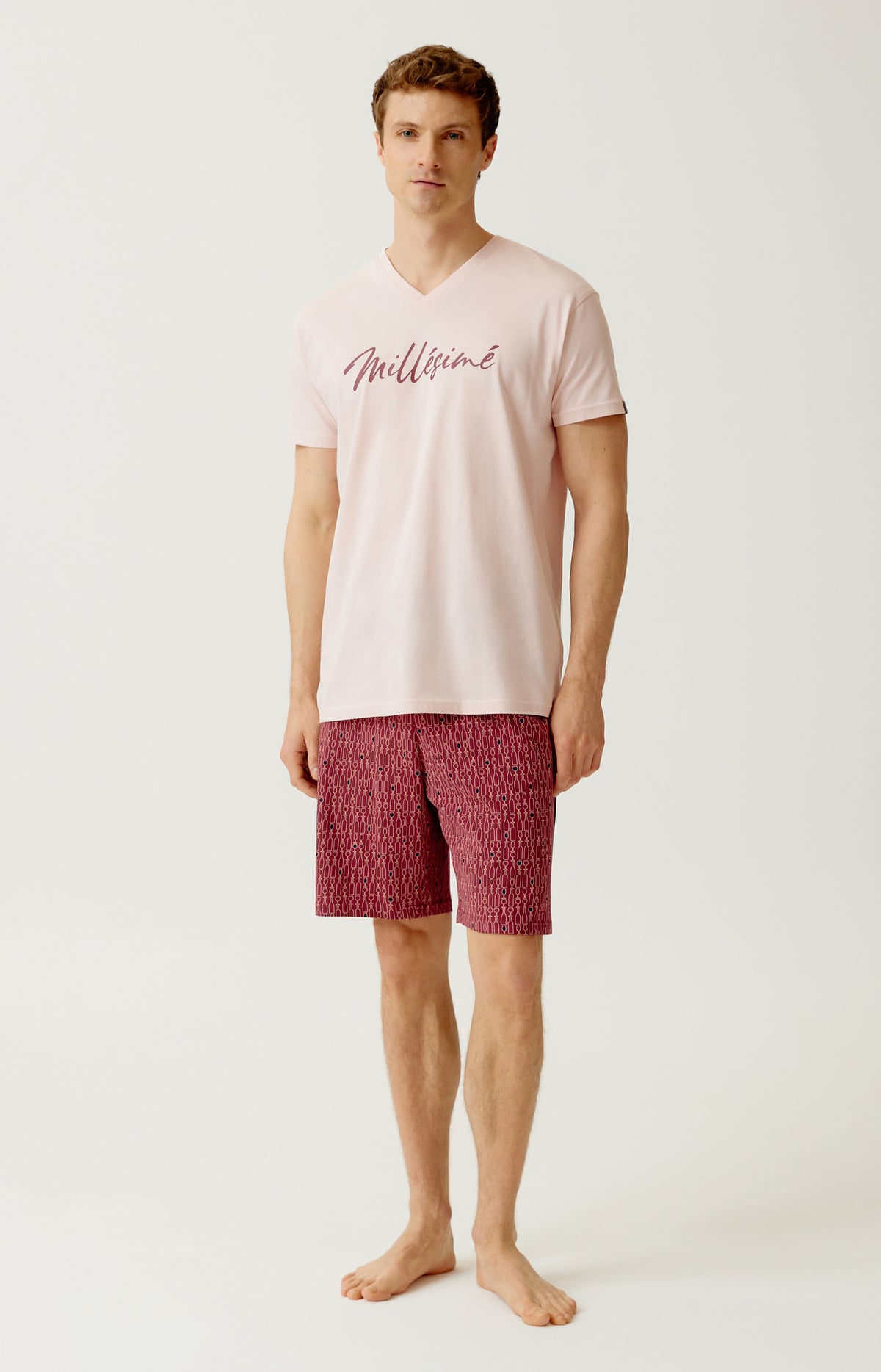Pyjashort en jersey de coton léger Homme Millésimé bordeaux 1