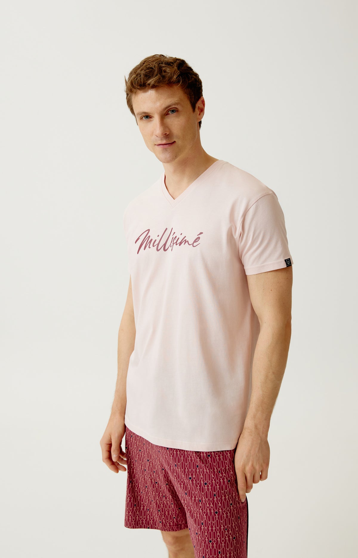 Pyjashort en jersey de coton léger Homme Millésimé bordeaux 7