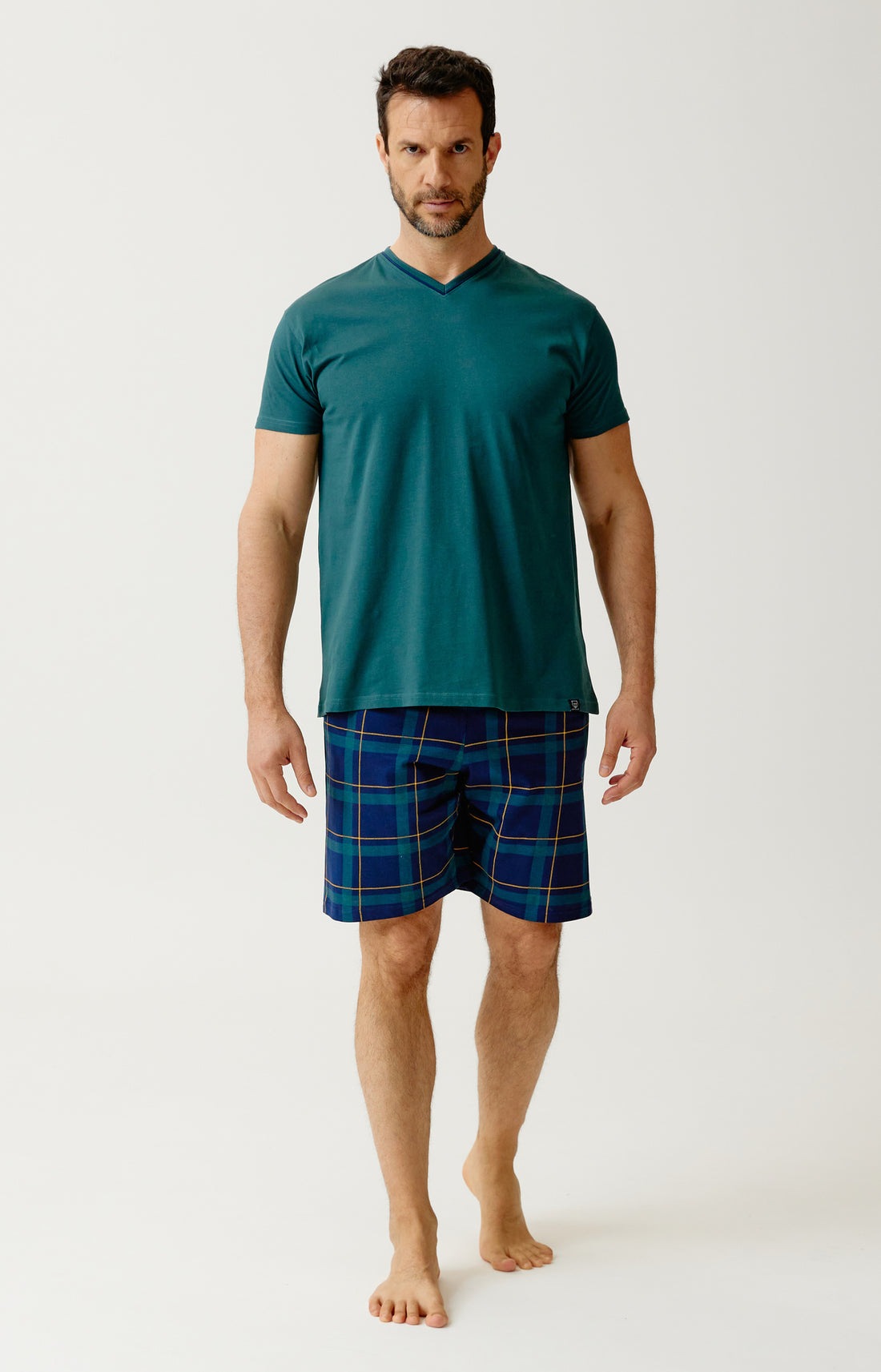 Pyjashort en jersey de coton léger Homme Noah kaki 1
