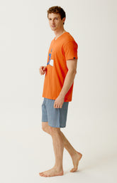 Pyjashort en jersey de coton léger Homme Pilote de lit marine 5