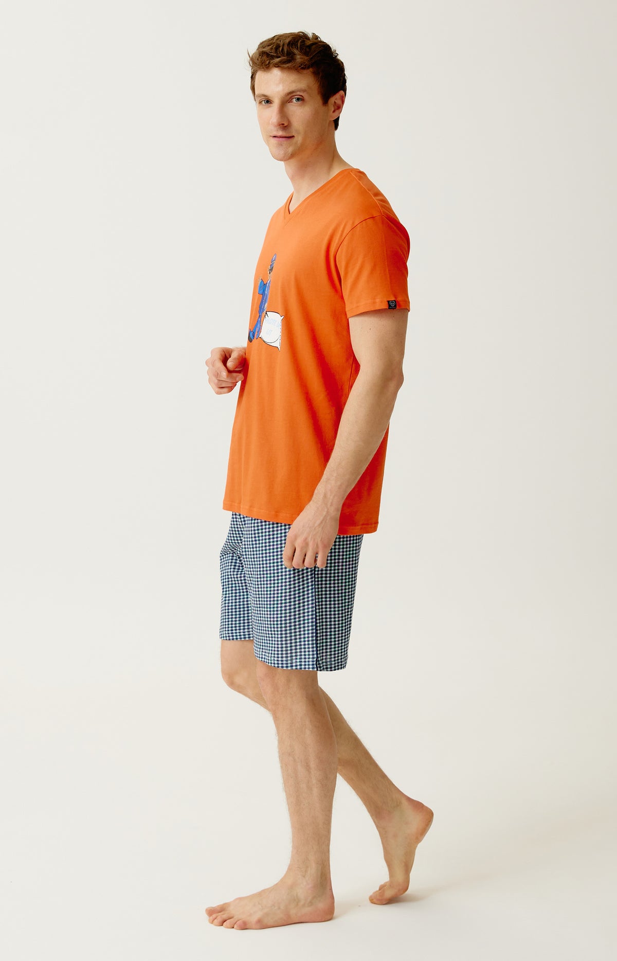 Pyjashort en jersey de coton léger Homme Pilote de lit marine 5
