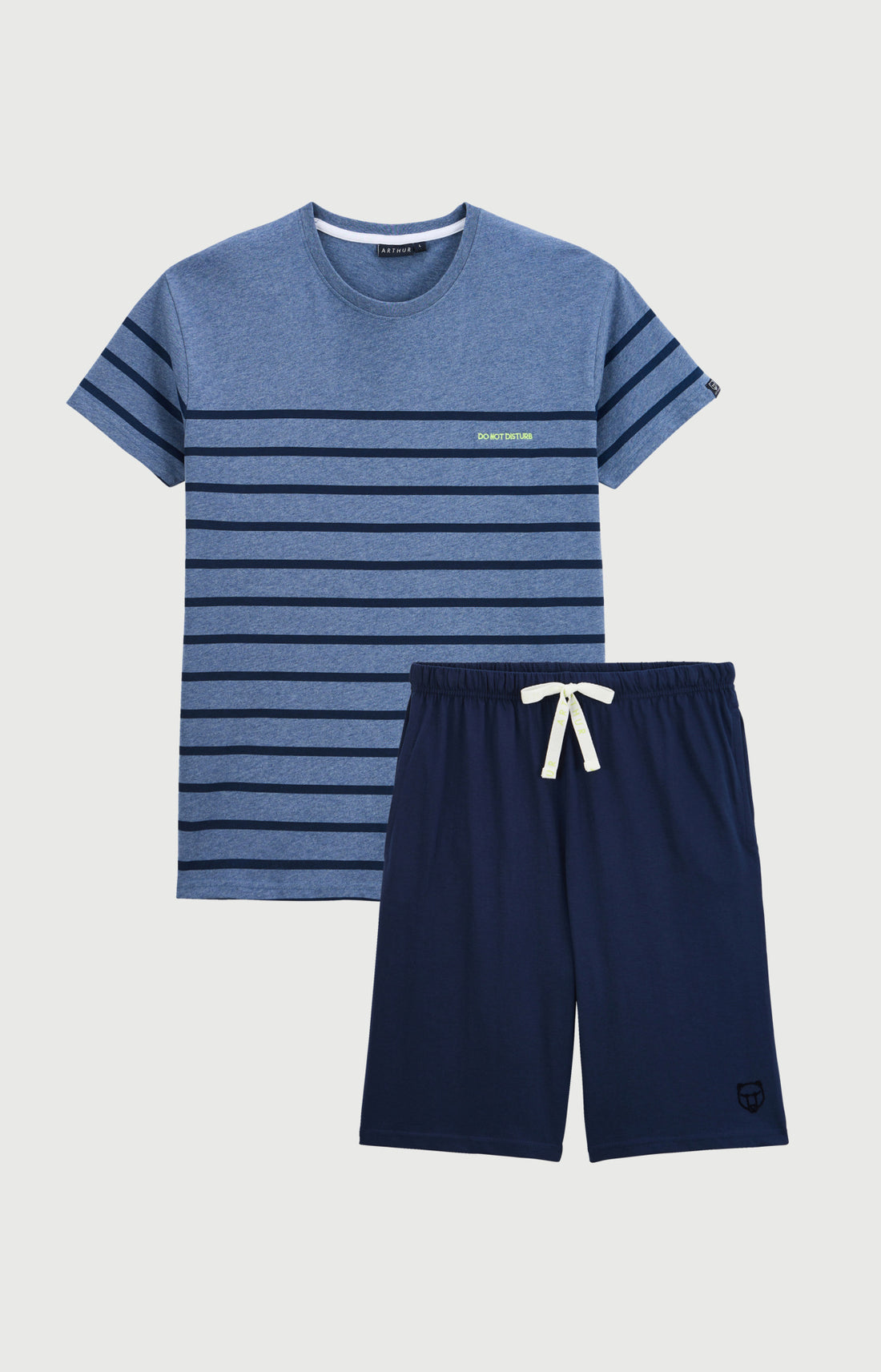 Pyjashort en jersey de coton léger Homme Do not Disturb bleu 3