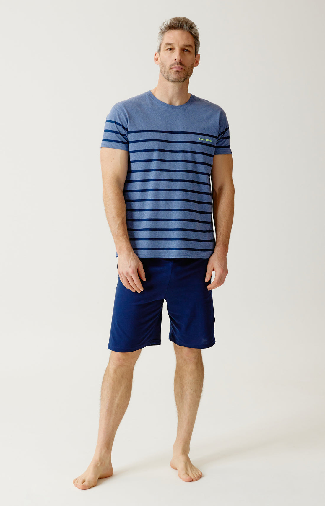 Pyjashort en jersey de coton léger Homme Do not Disturb bleu 1