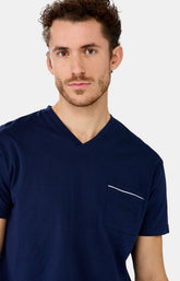 Pyjashort en jersey de coton léger Homme Star marine 5
