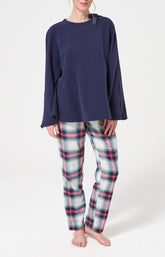Poncho polaire femme couleur uni bleu marine 1