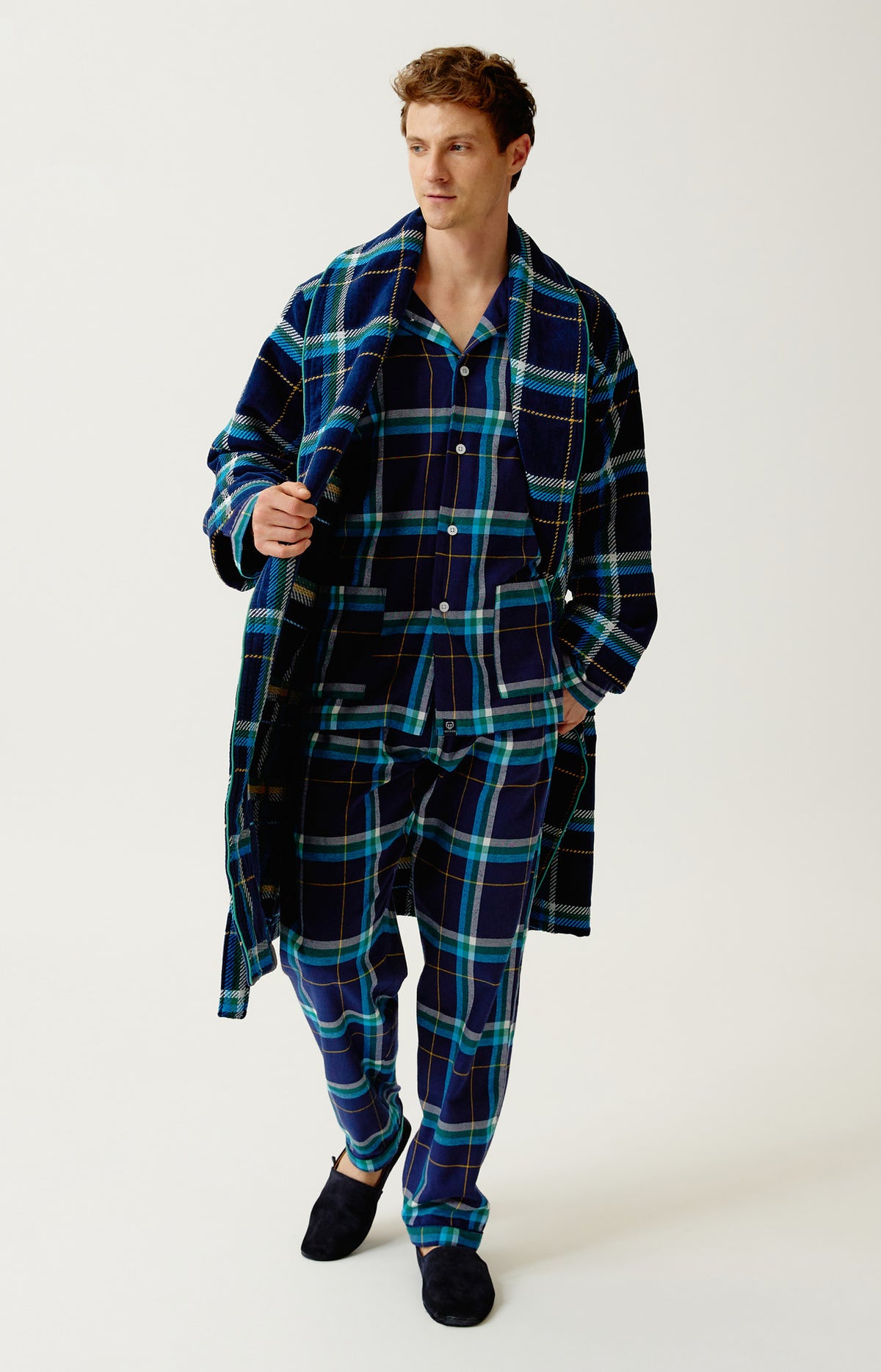 Peignoir en velours de coton Homme Mark marine 1