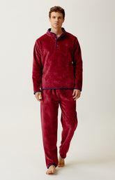 Pyjama en polaire Homme Burgundy bordeaux 1