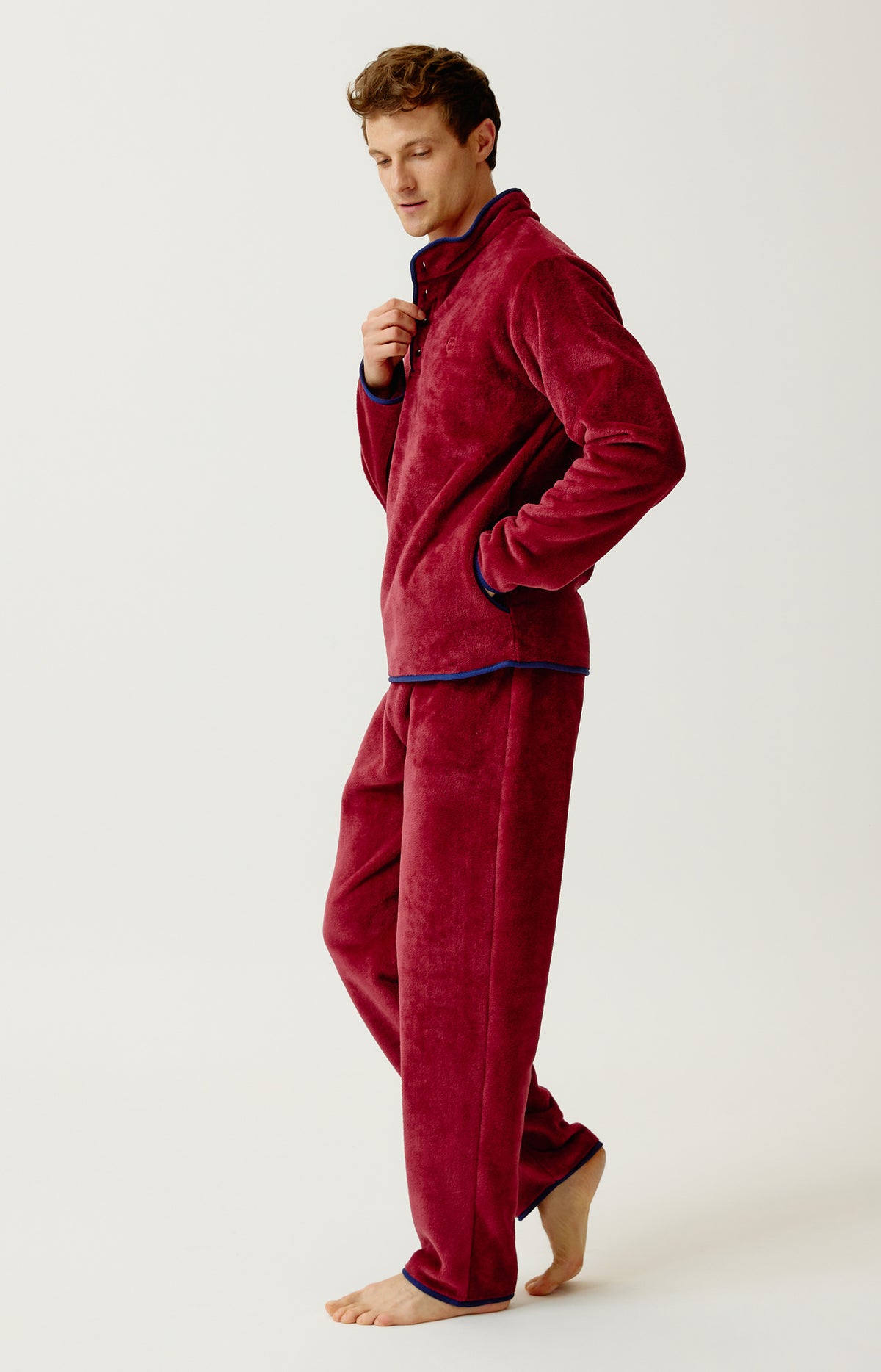 Pyjama en polaire Homme Burgundy bordeaux 5