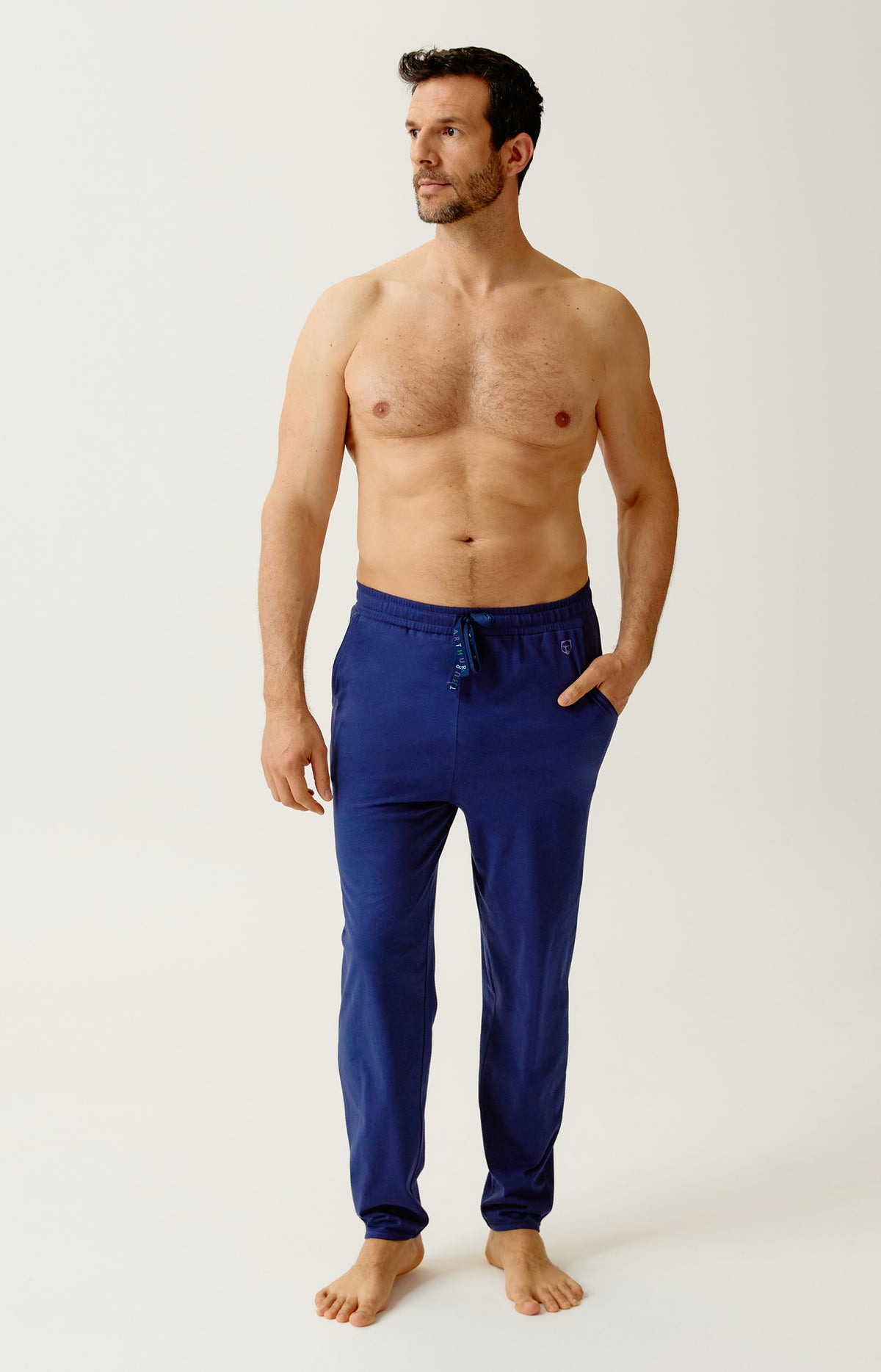 Pantalon en jersey de coton léger Homme Minuit marine 1