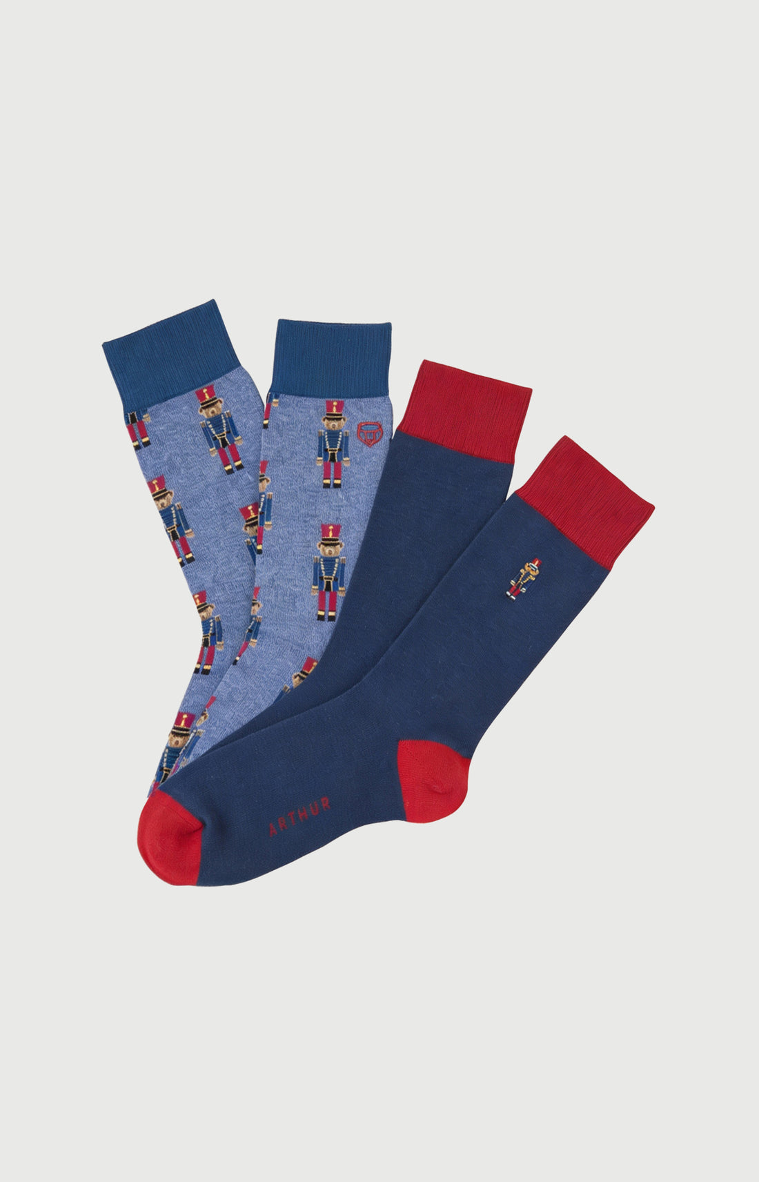 Pack 2 chaussettes en coton Homme Casse-noisette denim 1