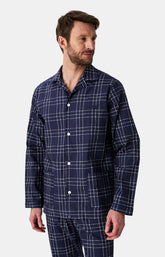 Pyjama boutonné en popeline de coton Homme Lewis marine 2