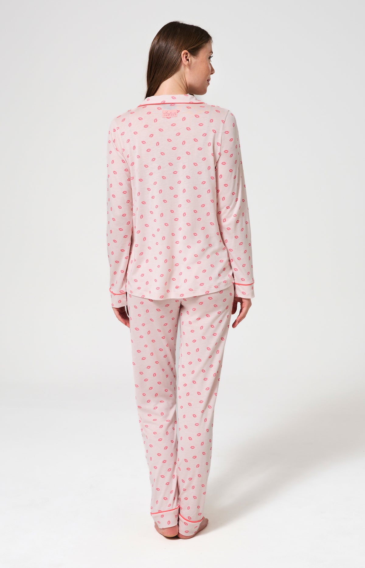 Pyjama Femme Kiss Manches longues Imprimé bisous rouge à lèvre 6