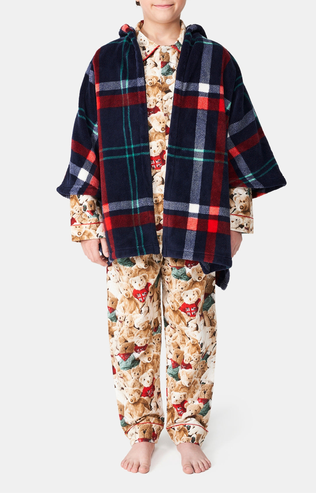 Poncho Enfant Carreaux Hugo Marine 1