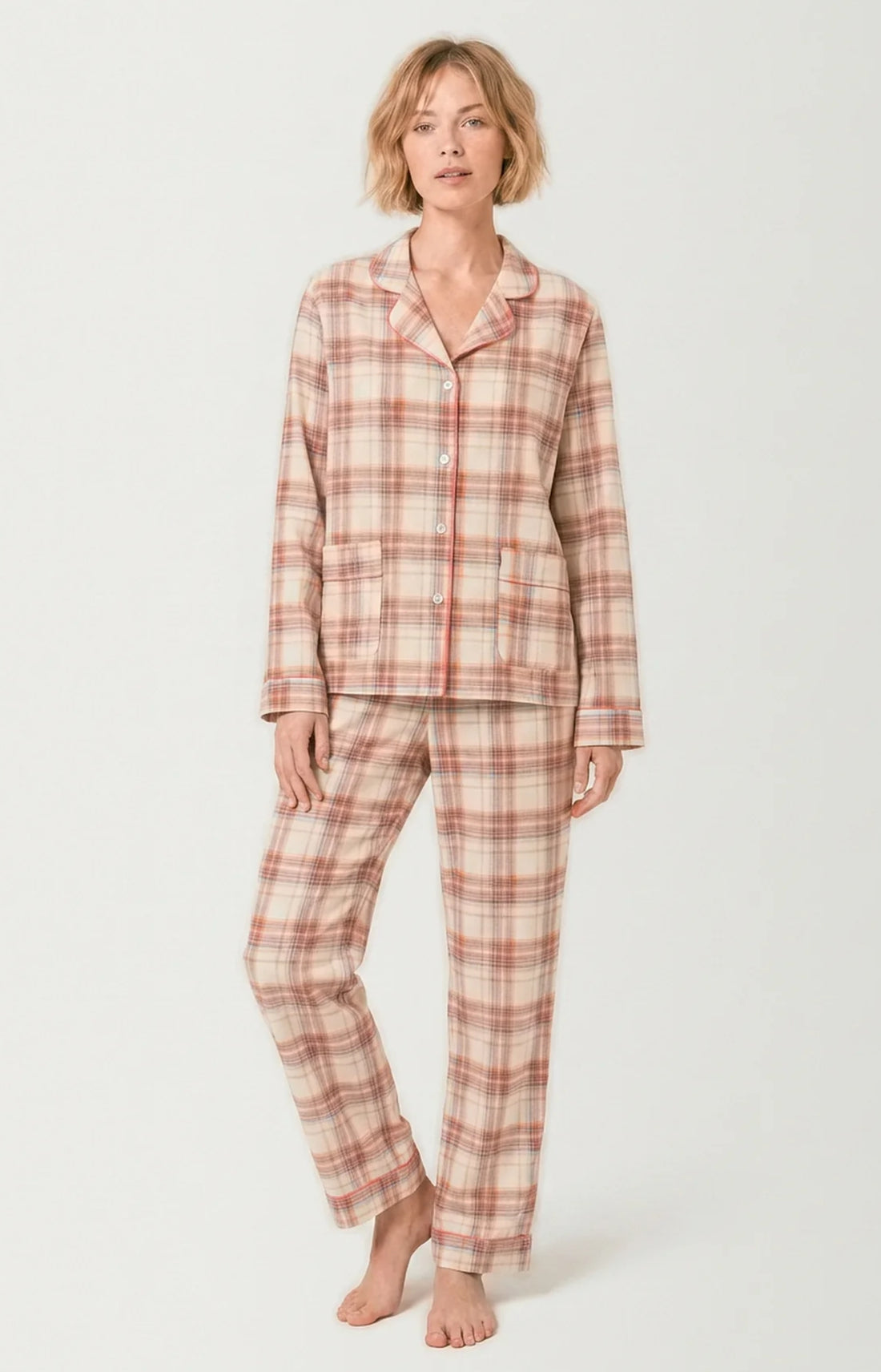 Pyjama boutonné en flanelle de coton Femme Alix peche 1