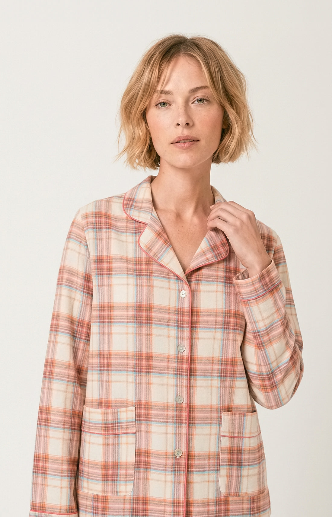 Pyjama boutonné en flanelle de coton Femme Alix peche 2