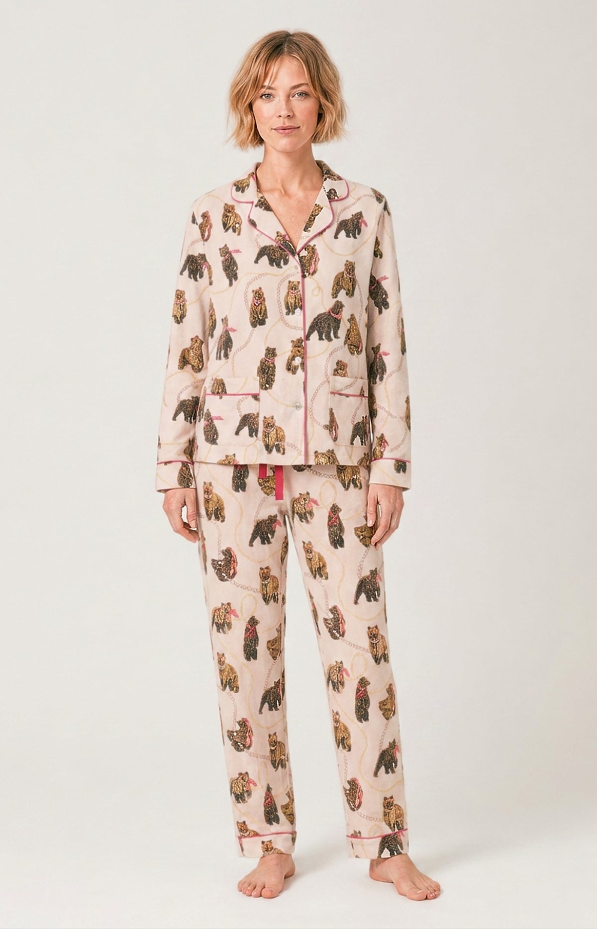 Pyjama boutonné en Pilou des Vosges Femme Coco nude 1