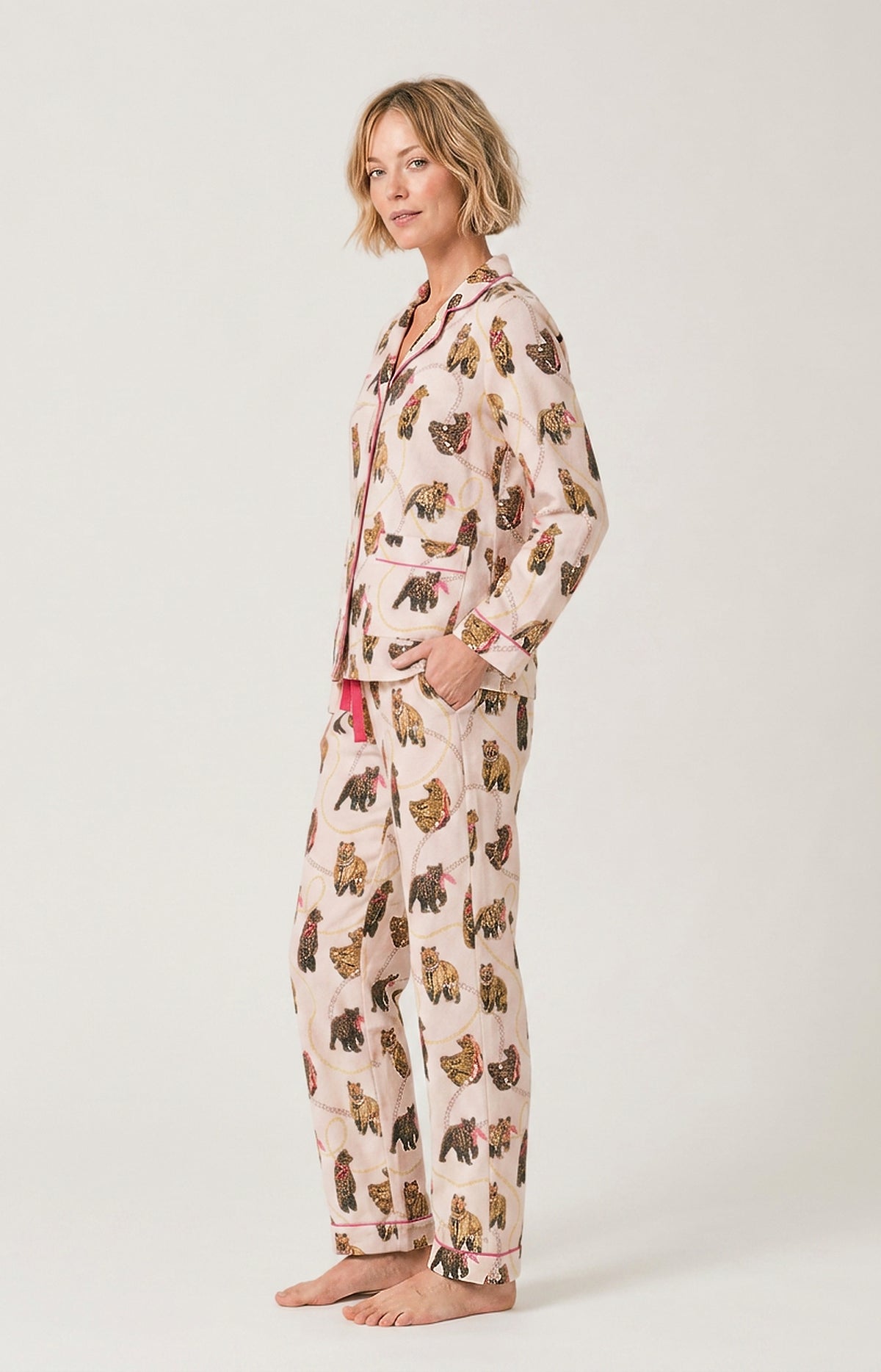 Pyjama boutonné en Pilou des Vosges Femme Coco nude 4