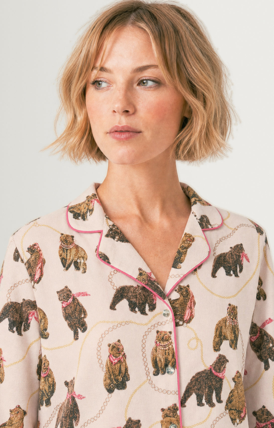 Pyjama boutonné en Pilou des Vosges Femme Coco nude 2