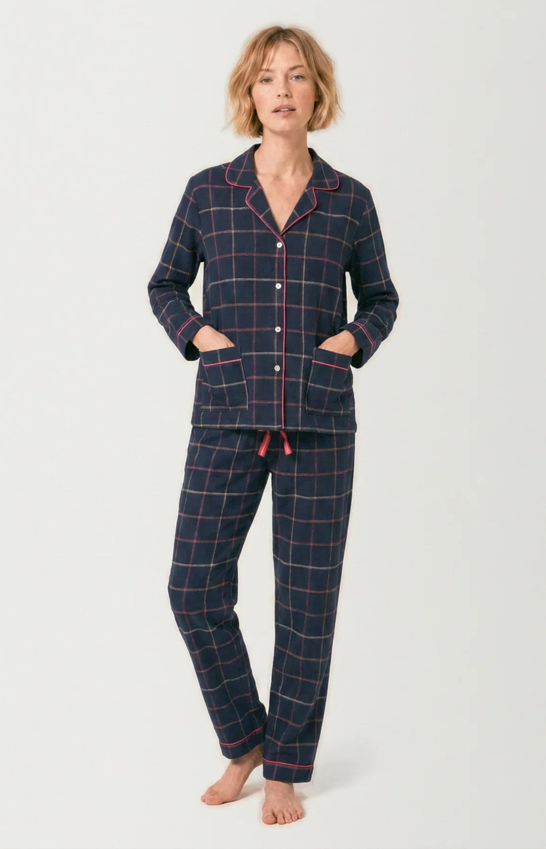 Pyjama boutonné en flanelle de coton Femme Windy marine 1