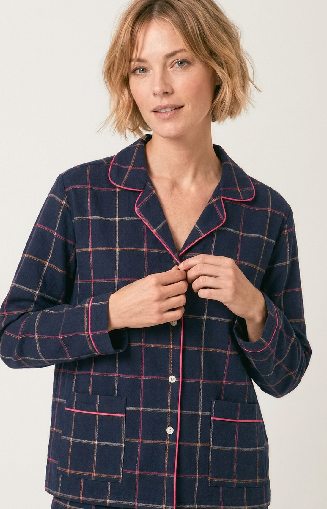 Pyjama boutonné en flanelle de coton Femme Windy marine 2