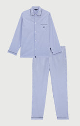Pyjama boutonné en popeline de coton Homme Rayure Bleue bleu 3
