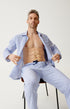 Pyjama boutonné en popeline de coton Homme Rayure Bleue bleu 1