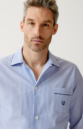 Pyjama boutonné en popeline de coton Homme Rayure Bleue bleu 2