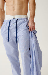 Pyjama boutonné en popeline de coton Homme Rayure Bleue bleu 8
