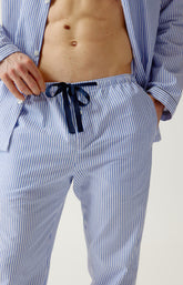 Pyjama boutonné en popeline de coton Homme Rayure Bleue bleu 4
