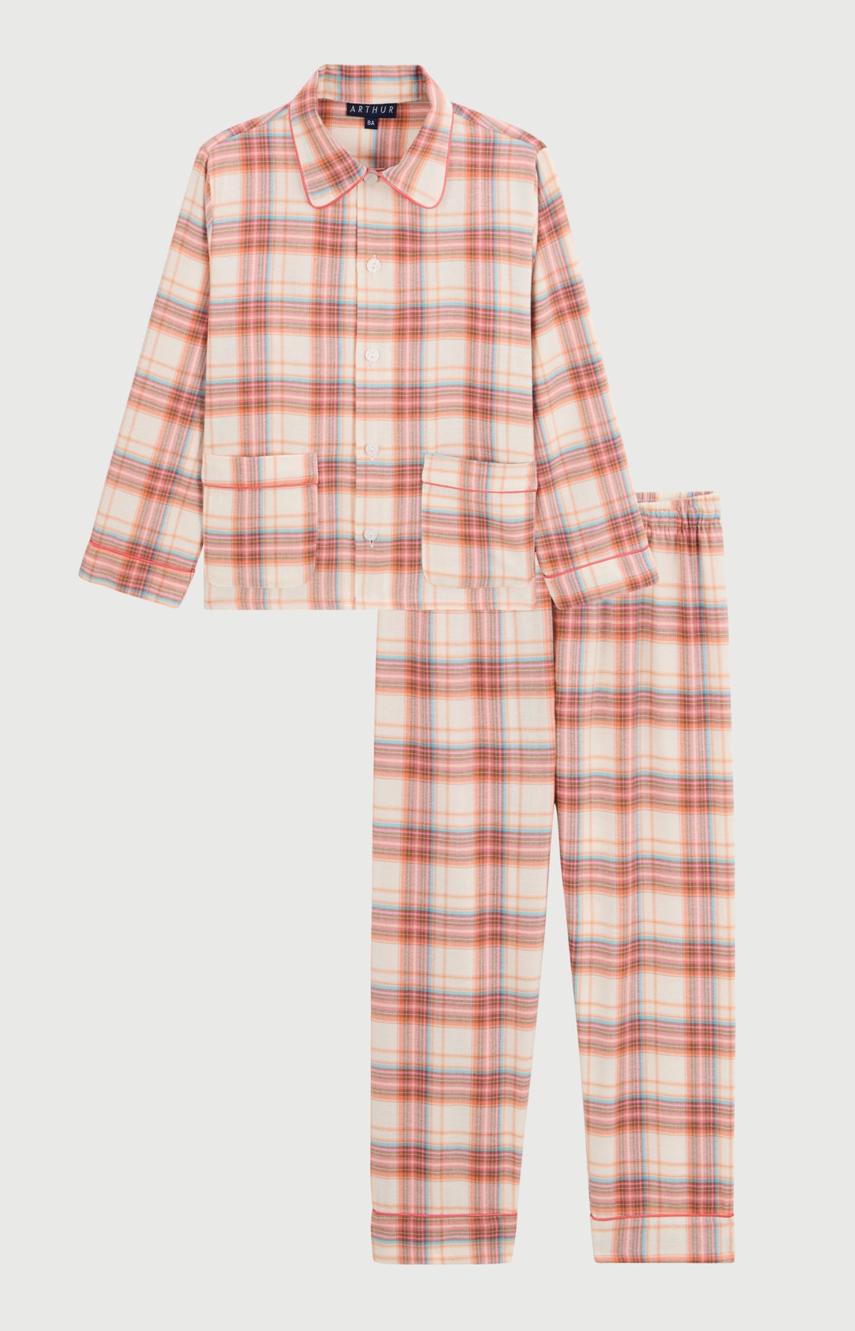 Pyjama boutonné enfant en flanelle de coton Alix peche 3