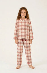 Pyjama boutonné enfant en flanelle de coton Alix peche 1