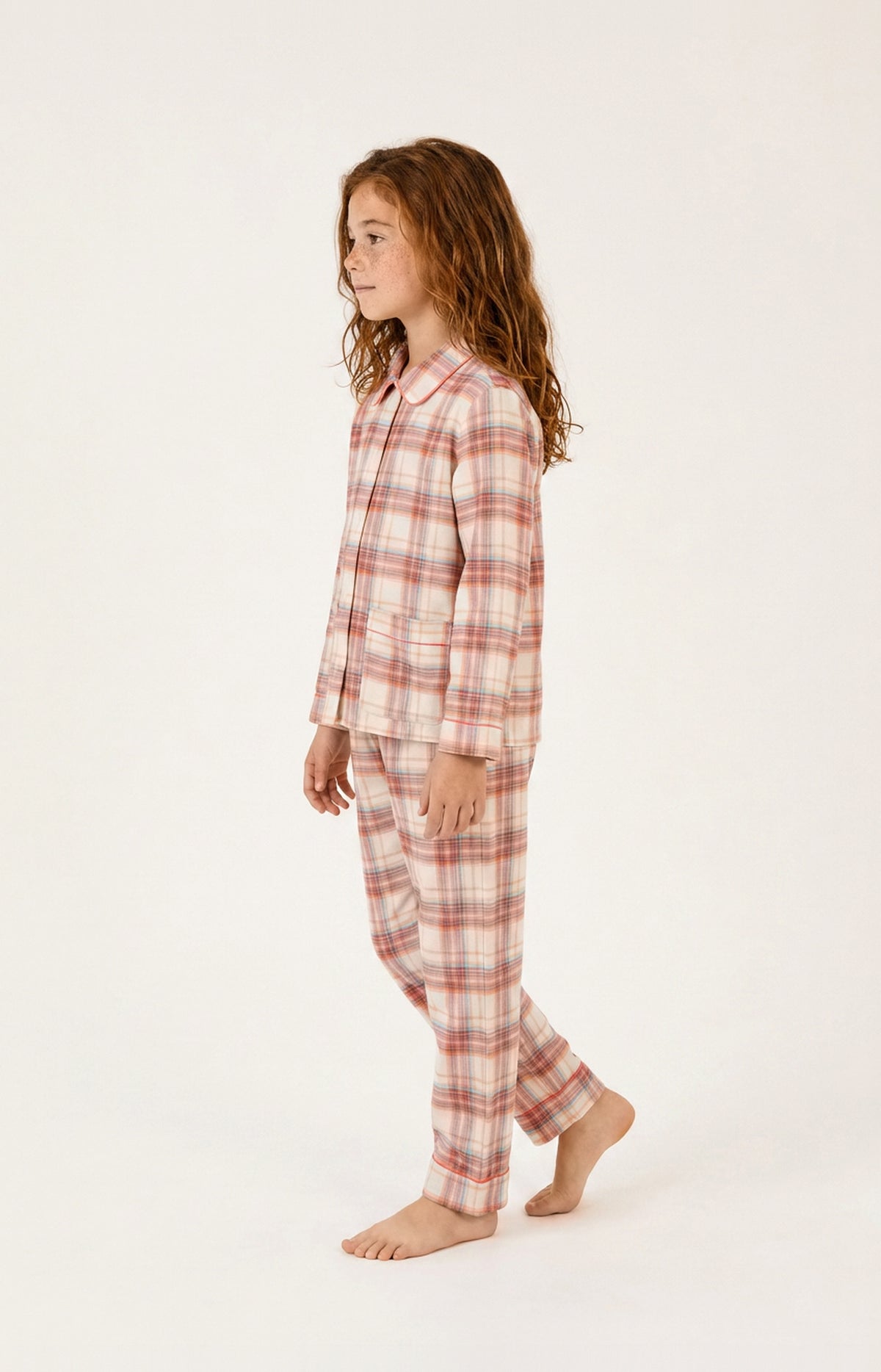 Pyjama boutonné enfant en flanelle de coton Alix peche 4