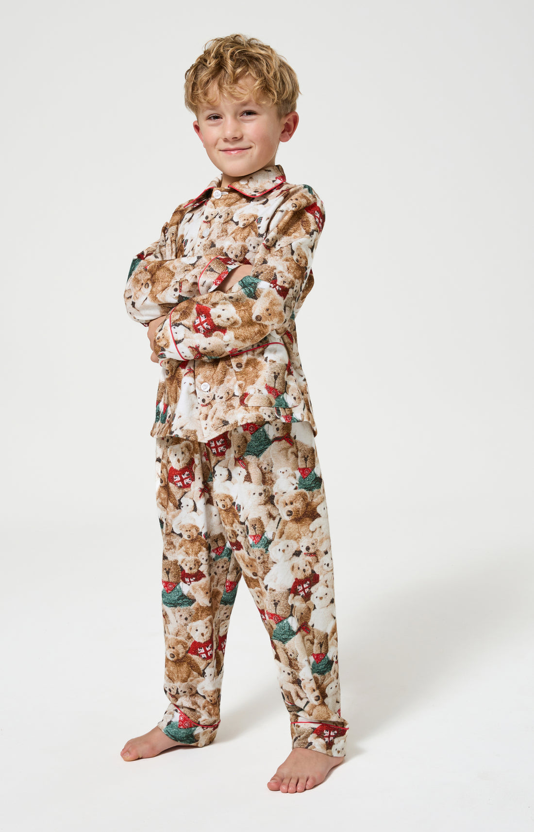 Pyjama chaud ours teddy enfant beige et marron 2