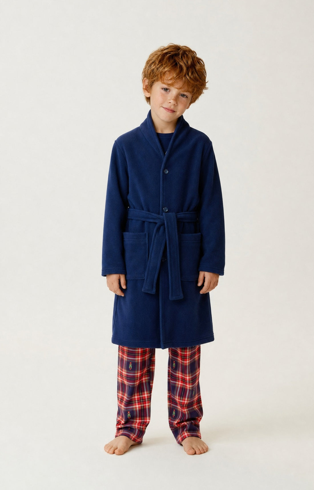 Robe de chambre enfant en micropolaire Casse-noisette marine 1
