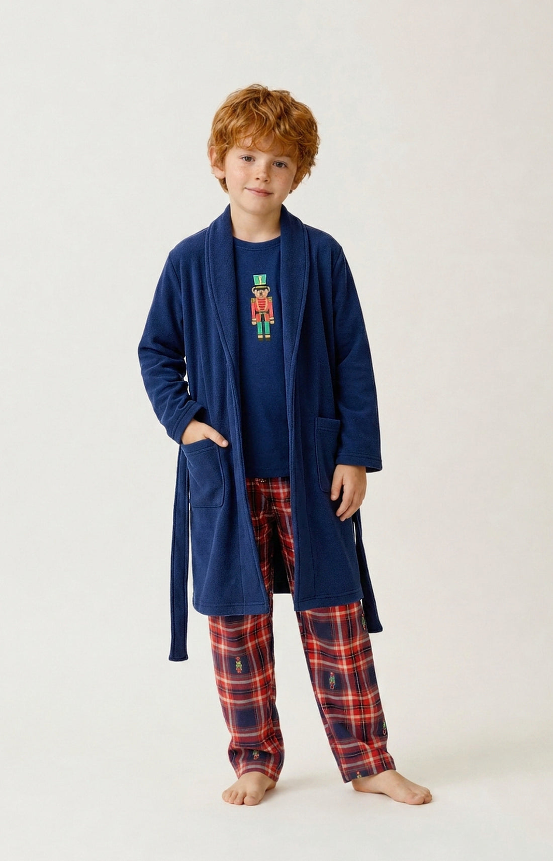 Robe de chambre enfant en micropolaire Casse-noisette marine 2