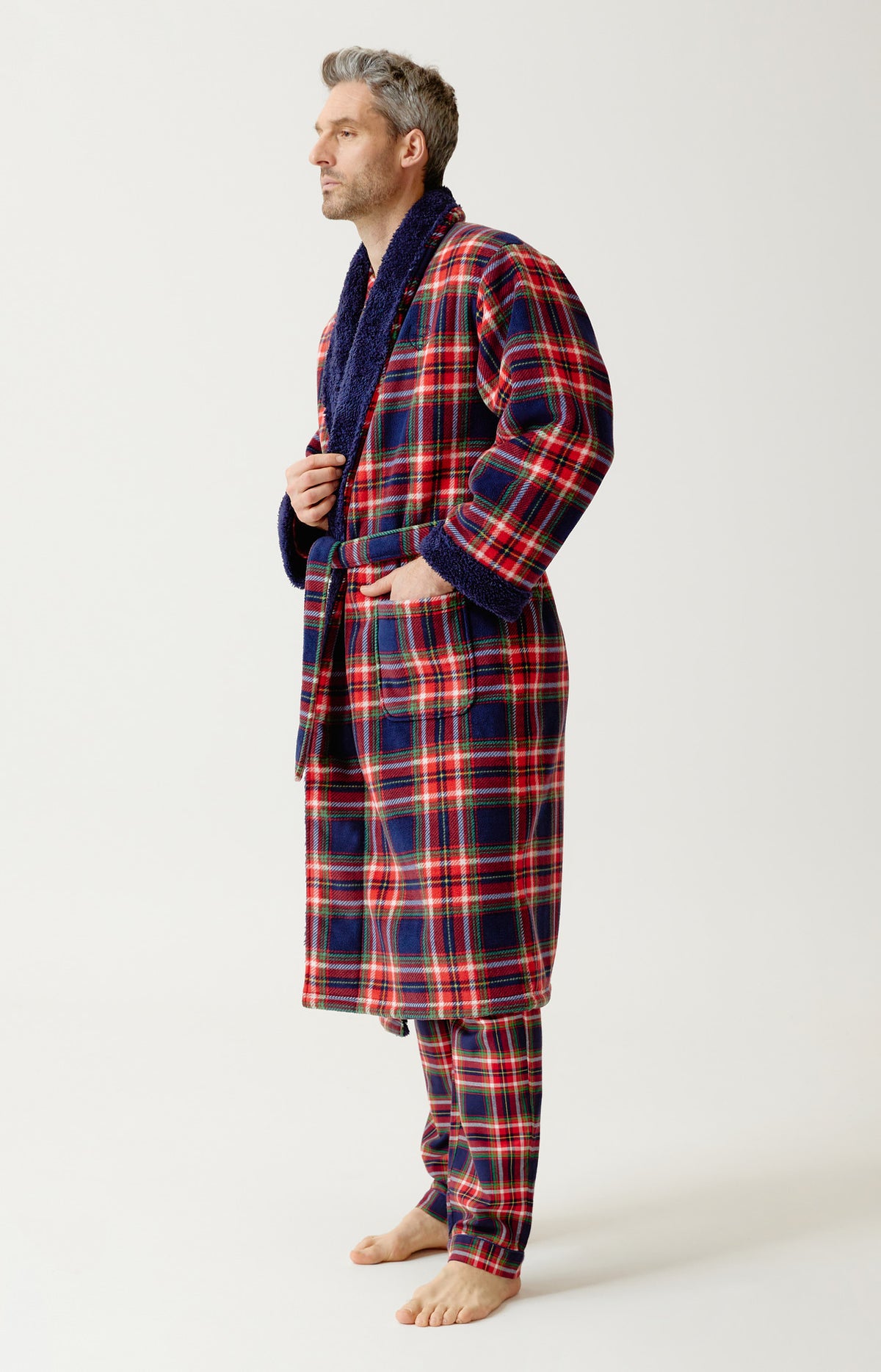 Robe de chambre en polaire Homme Léon rouge 5