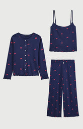 Set pyjama en pointelle de coton Femme Rosie marine 3