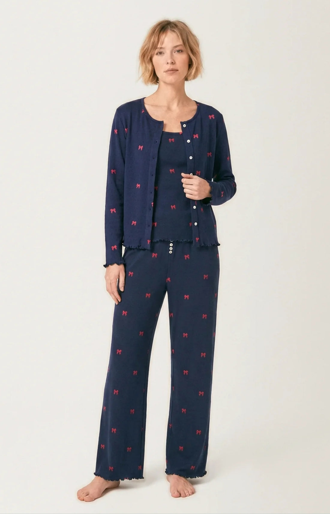 Set pyjama en pointelle de coton Femme Rosie marine 1
