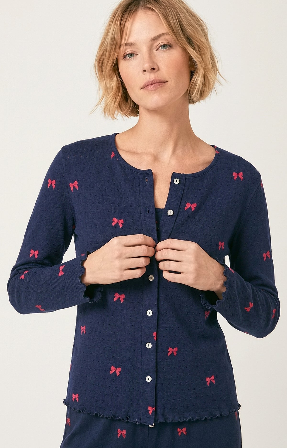 Set pyjama en pointelle de coton Femme Rosie marine 2