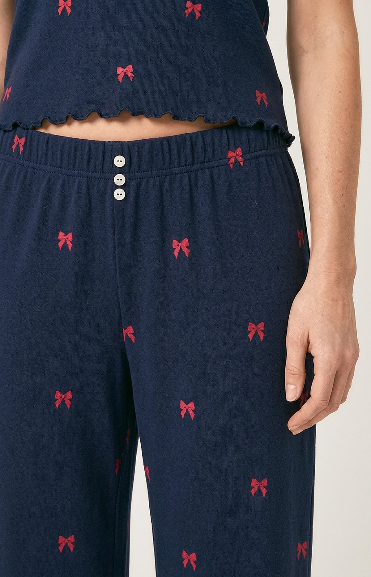 Set pyjama en pointelle de coton Femme Rosie marine 5