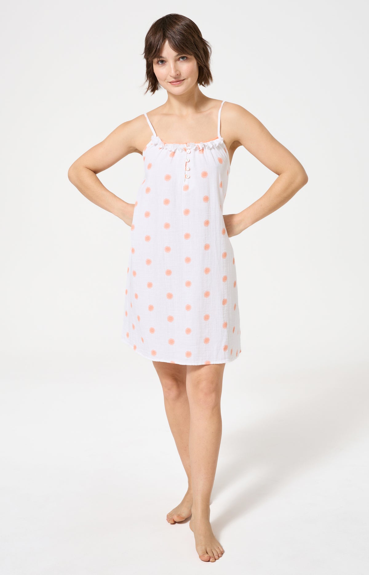 Chemise de nuit Femme Soleil Bretelles fines Imprimé soleils oranges 1