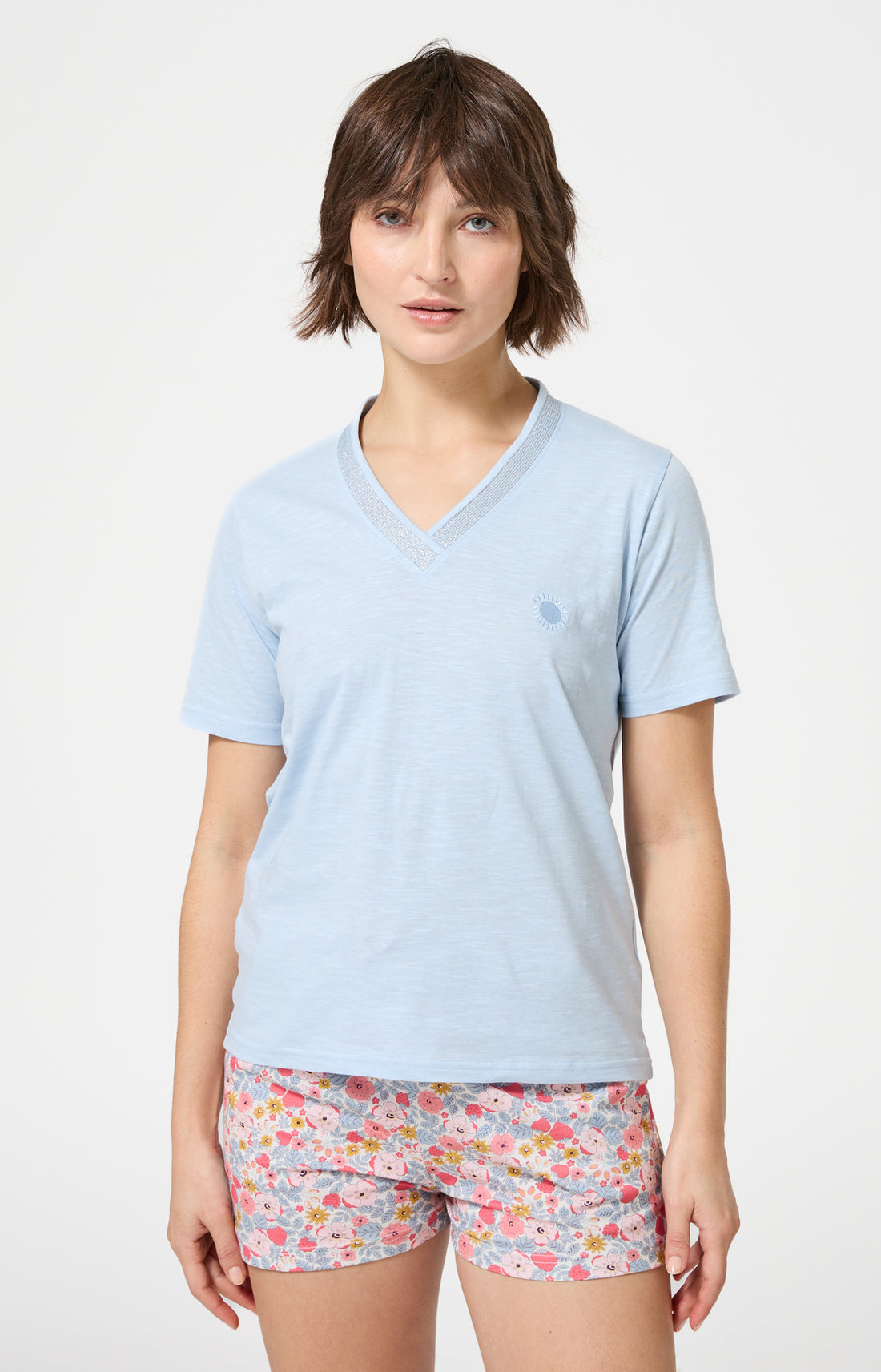 Haut Femme Soleil Manches courtes Couleur CIEL 1
