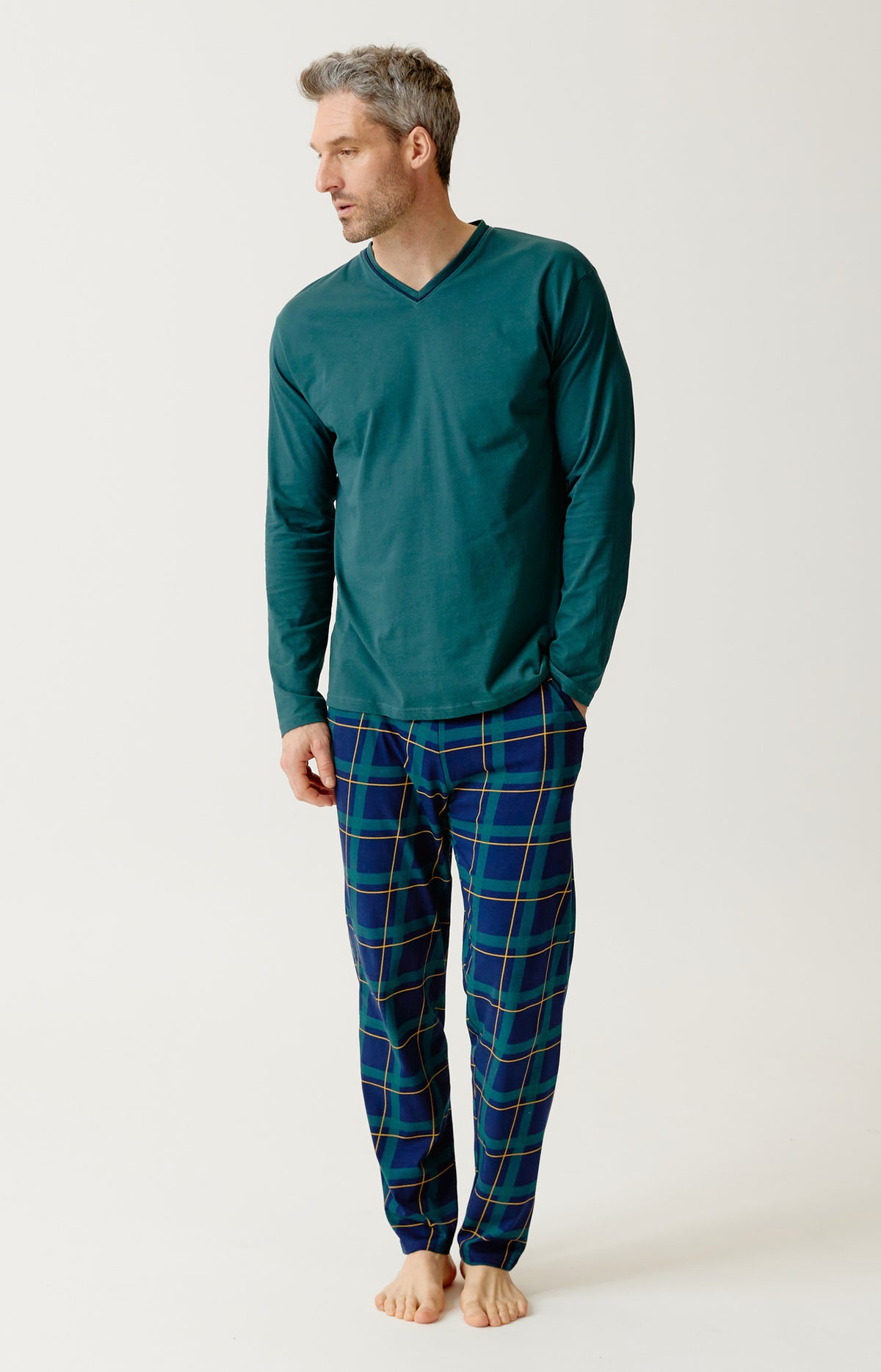 Pyjama en jersey de coton léger Homme Noah Uni kaki 1