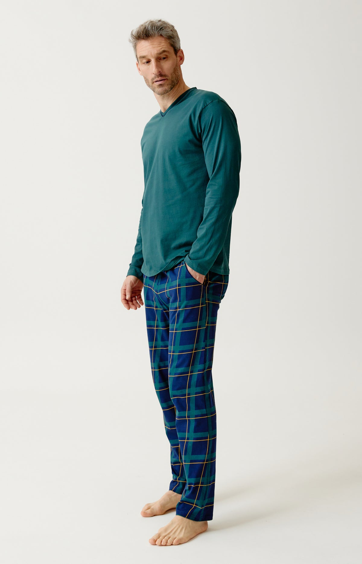 Pyjama en jersey de coton léger Homme Noah Uni kaki 4